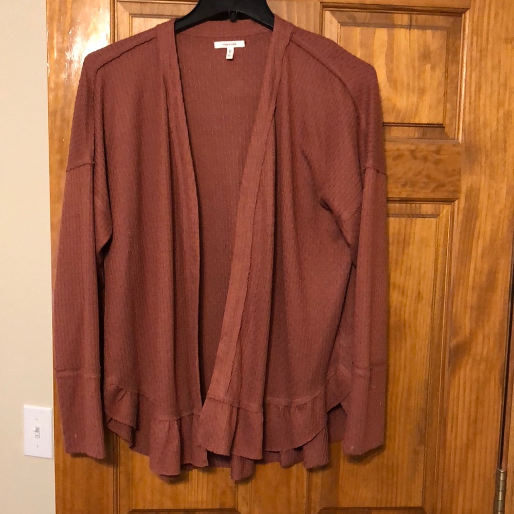 Maurice’s rust color ruffle bottom cardigan XL